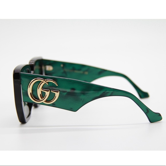 NEW GUCCI GG0956S 001 BLACK GREEN WOMEN’S SUNGLASSES - Picture 8 of 14